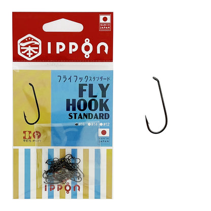 IPPON (一本) フライフック スタンダード ブラックコート #16/40本入〜#12/40本入 渓流 日本製 釣り針