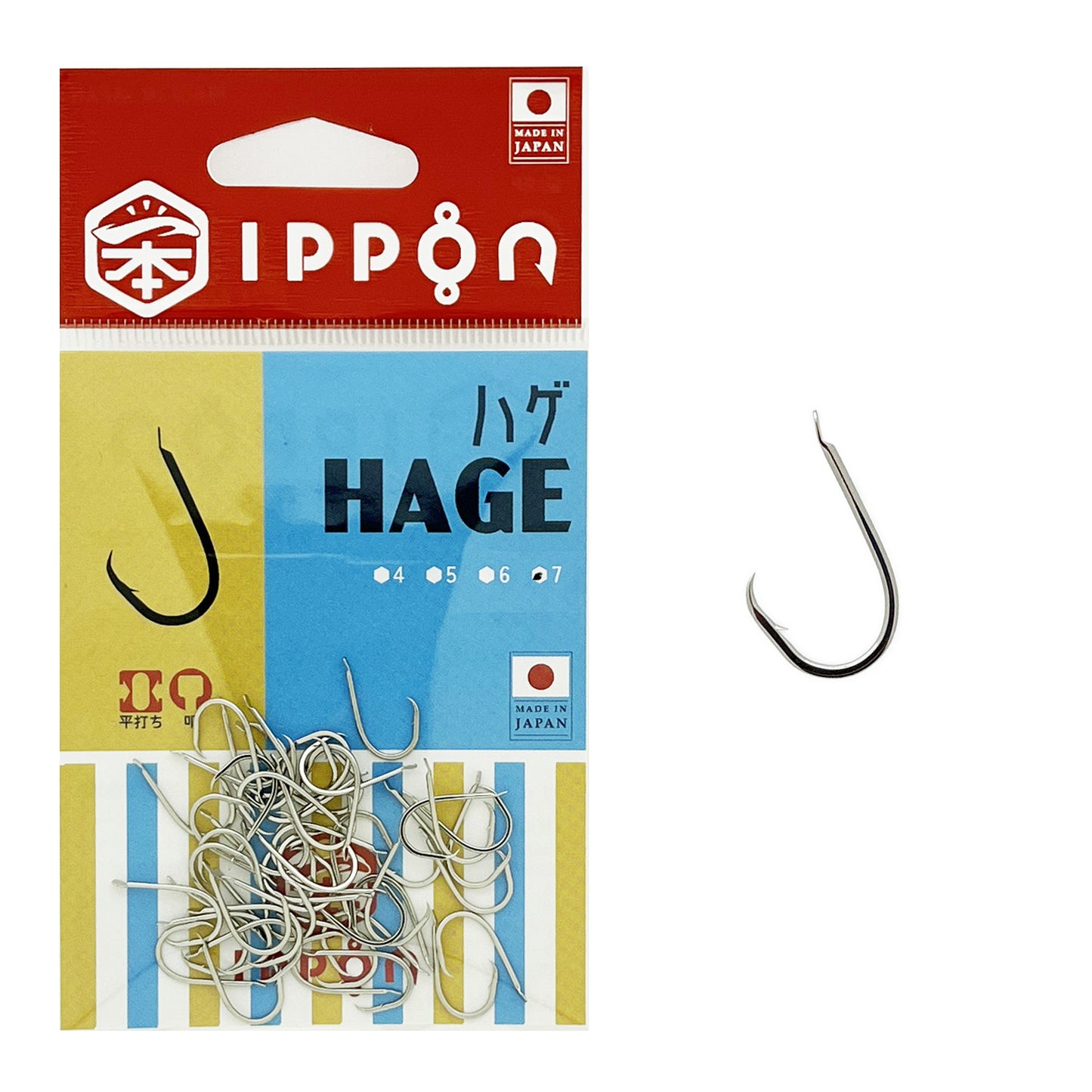 IPPON (一本) ハゲ ニッケルコート 4号/50本入〜7号/50本入 カワハギ針 日本製
