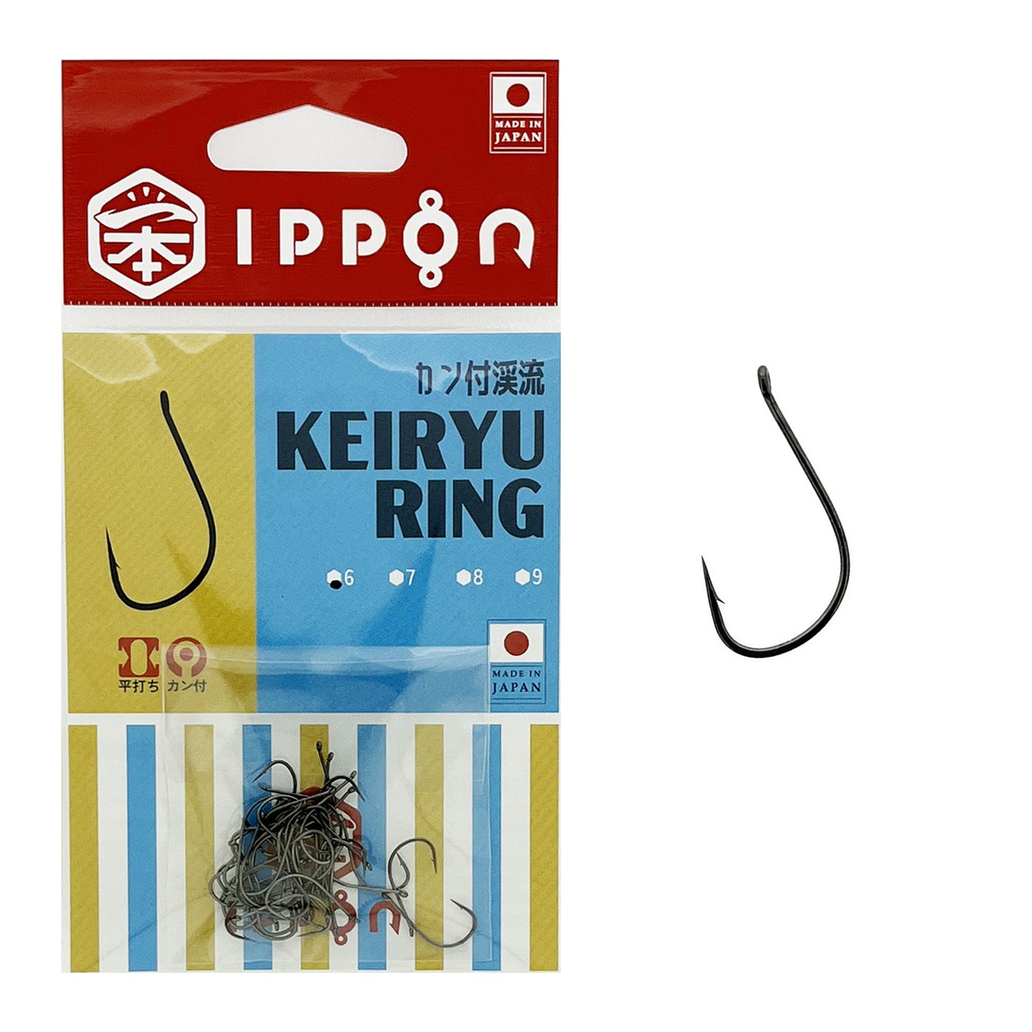 IPPON (一本) カン付渓流 ブラックコート 6号/40本入〜9号/40本入 フライ 日本製