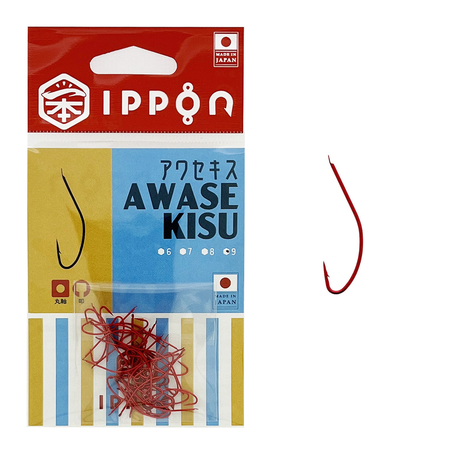IPPON (一本) アワセキス レッドコート 6号/46本入〜9号/46本入 キス針 日本製
