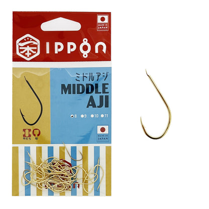 IPPON (一本) ミドルアジ ゴールドコート 8号/40本入〜11号/34本入 アジ針 日本製